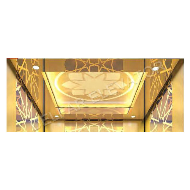 SMR Ti-gold Mirror Etched Decoration Passenger Elevator