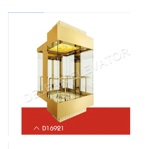 D16921 Ti-gold Frame Four Side Sightseeing Elevator