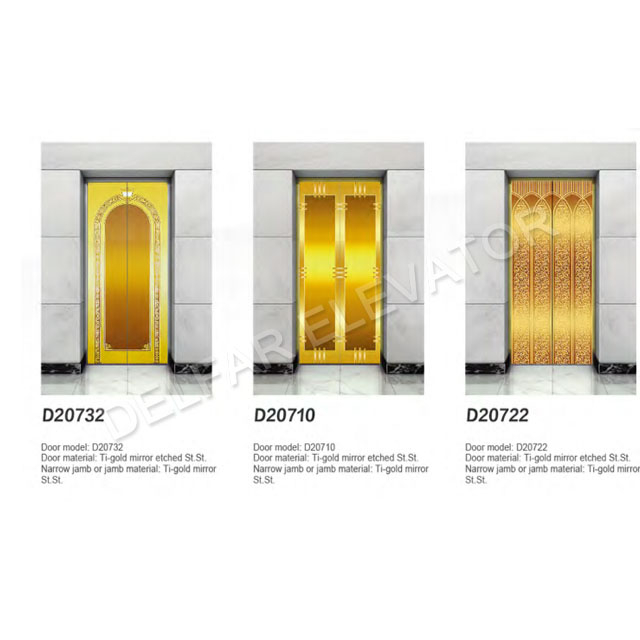  Ti-gold mirror st.st.etched cabin passenger elevator