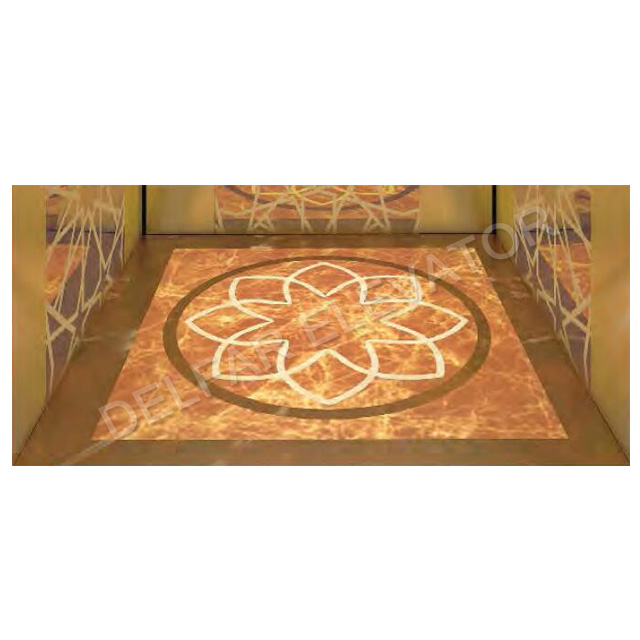 SMR Ti-gold Mirror Etched Decoration Passenger Elevator