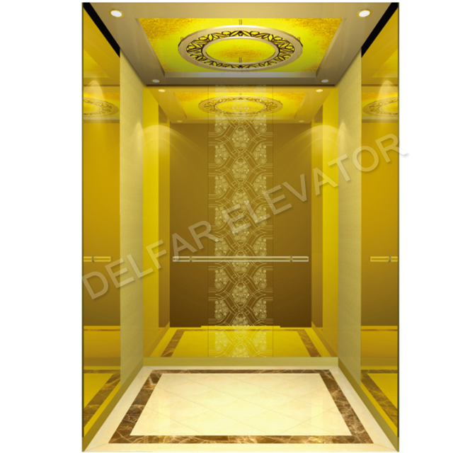 Hot selling gold mirror cabin design Passenger Elevator