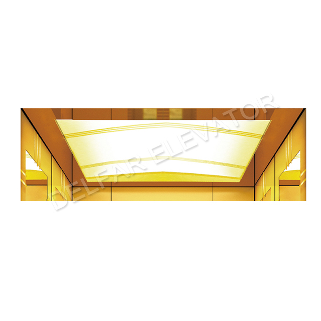 Ti-gold Mirror Decoration MRL High Quality Passenger Elevator 