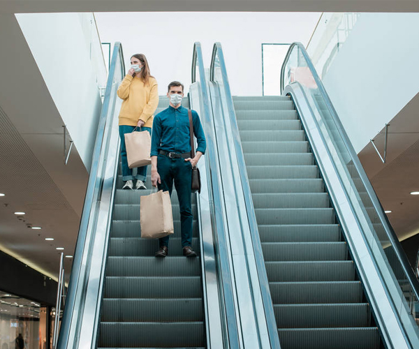 shopping mall escalator