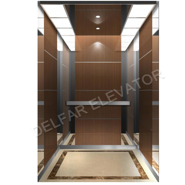 Luxurious marble veneer cabin for business building passenger elevator