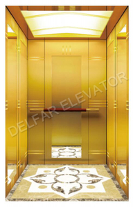 Ti-gold decoration passenger elevator with handrail